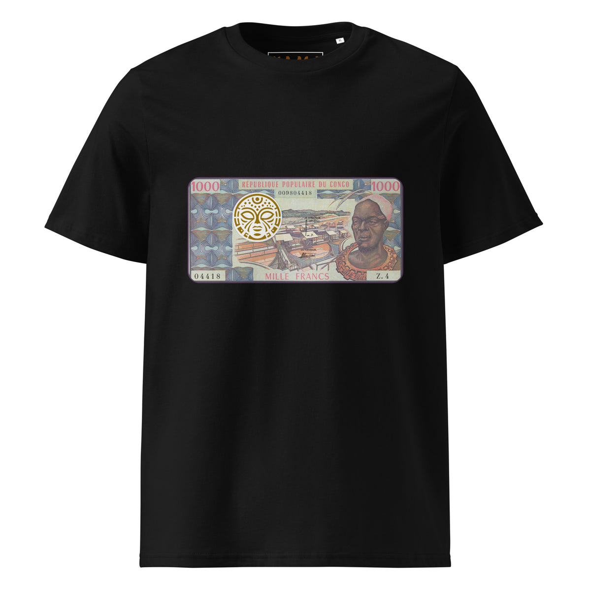 T-shirt MBONGO TATA KAMA by MG - Gravure billet 1000 francs Congo ancien pipe coton bio