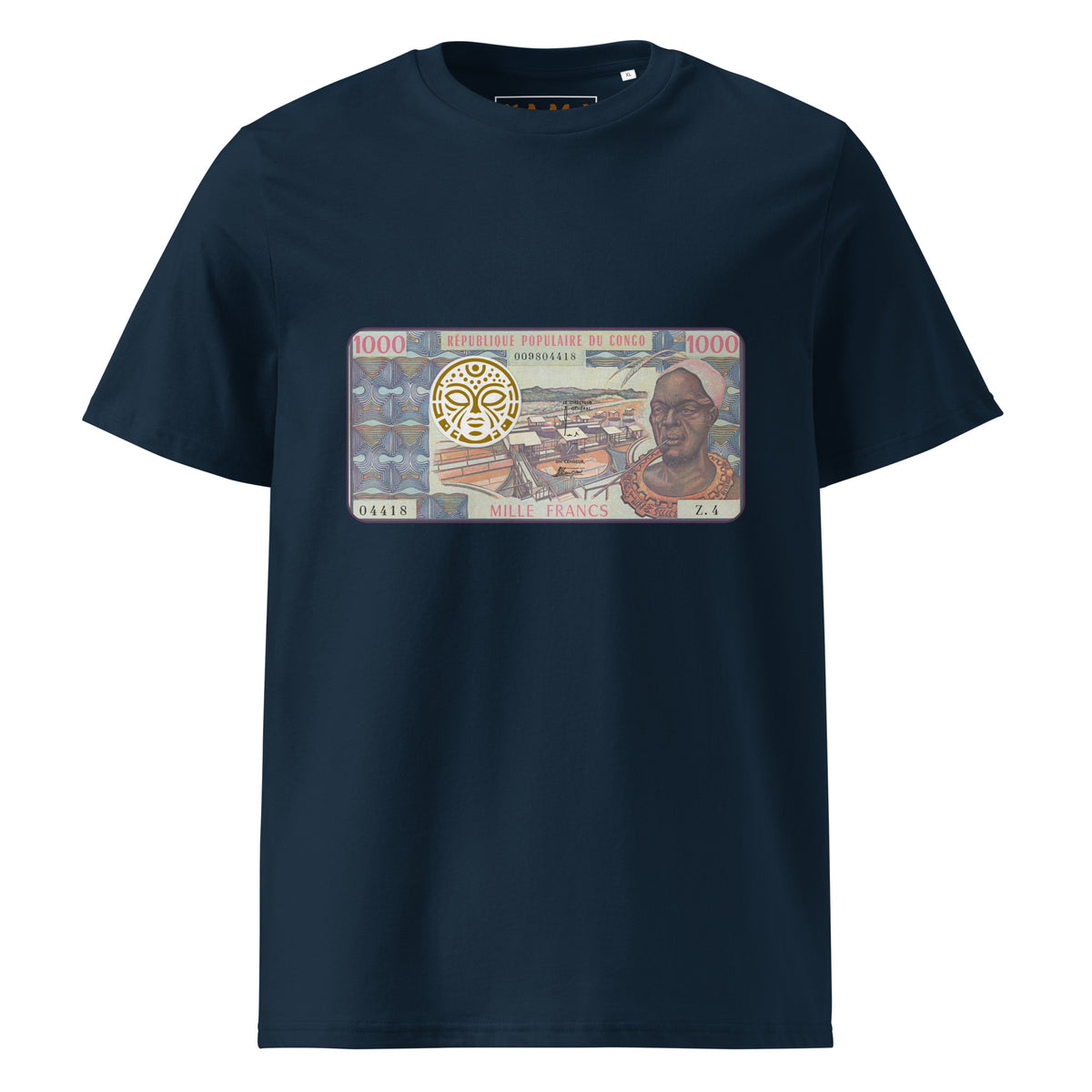 T-shirt MBONGO TATA KAMA by MG - Gravure billet 1000 francs Congo ancien pipe coton bio
