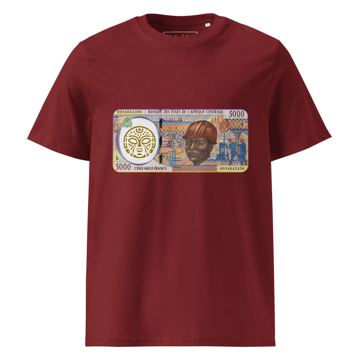 T-shirt MBONGO MOSALI KAMA by MG - Gravure billet 5000 francs CFA ouvrier coton bio