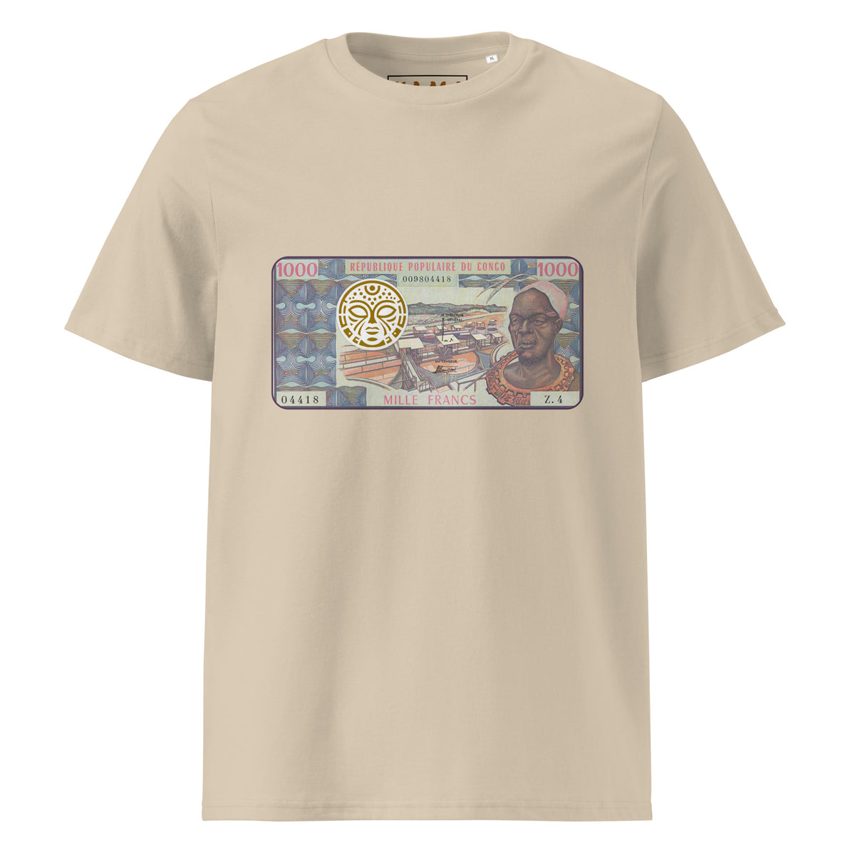 T-shirt MBONGO TATA KAMA by MG - Gravure billet 1000 francs Congo ancien pipe coton bio