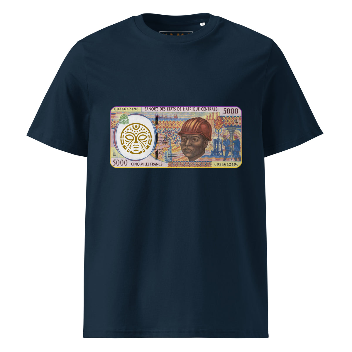 T-shirt MBONGO MOSALI KAMA by MG - Gravure billet 5000 francs CFA ouvrier coton bio